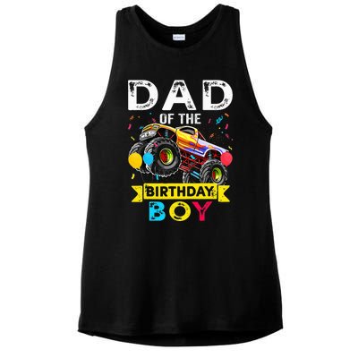 Dad Of The Birthday Boy Monster Truck Birthday Ladies PosiCharge Tri-Blend Wicking Tank