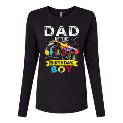 Dad Of The Birthday Boy Monster Truck Birthday Womens Cotton Relaxed Long Sleeve T-Shirt