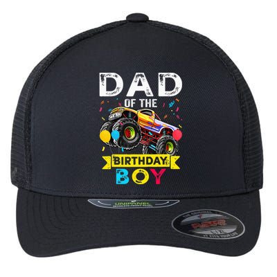 Dad Of The Birthday Boy Monster Truck Birthday Flexfit Unipanel Trucker Cap