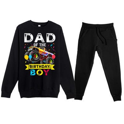 Dad Of The Birthday Boy Monster Truck Birthday Premium Crewneck Sweatsuit Set