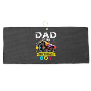 Dad Of The Birthday Boy Monster Truck Birthday Large Microfiber Waffle Golf Towel