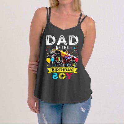 Dad Of The Birthday Boy Monster Truck Birthday Women's Strappy Tank