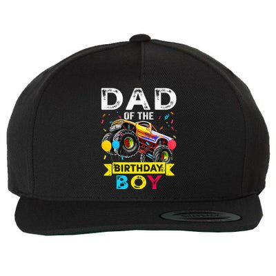 Dad Of The Birthday Boy Monster Truck Birthday Wool Snapback Cap