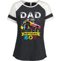 Dad Of The Birthday Boy Monster Truck Birthday Enza Ladies Jersey Colorblock Tee