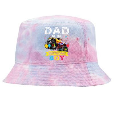 Dad Of The Birthday Boy Monster Truck Birthday Tie-Dyed Bucket Hat