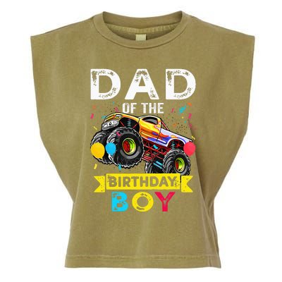 Dad Of The Birthday Boy Monster Truck Birthday Garment-Dyed Women's Muscle Tee