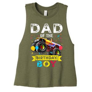 Dad Of The Birthday Boy Monster Truck Birthday Women's Racerback Cropped Tank