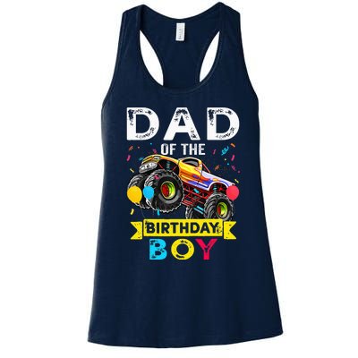 Dad Of The Birthday Boy Monster Truck Birthday Women's Racerback Tank