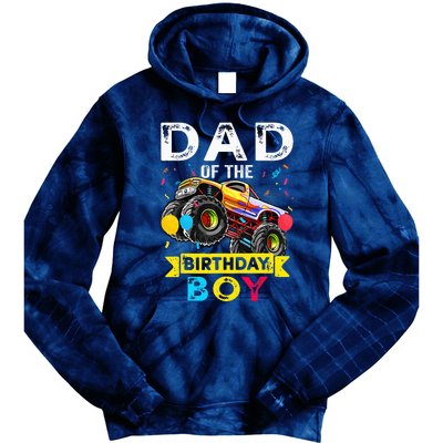 Dad Of The Birthday Boy Monster Truck Birthday Tie Dye Hoodie