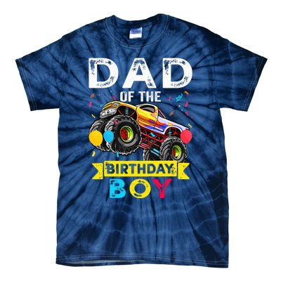 Dad Of The Birthday Boy Monster Truck Birthday Tie-Dye T-Shirt