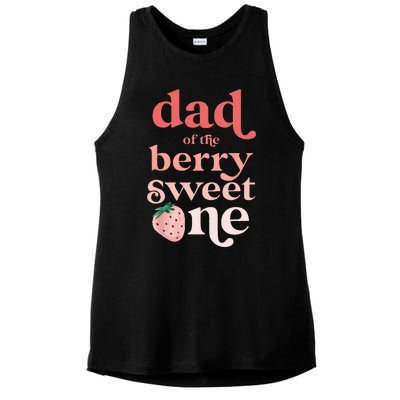 Dad Of The Berry Sweet One Strawberry First Birthday 1st Ladies PosiCharge Tri-Blend Wicking Tank