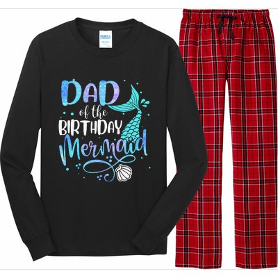 Dad Of The Birthday Mermaid Family Matching Party Squad Long Sleeve Pajama Set