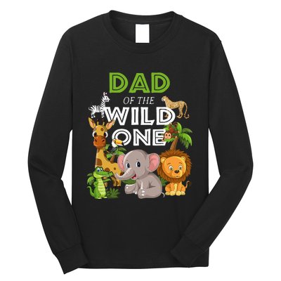 Dad Of The Wild One Zoo Birthday Safari Jungle Animal Long Sleeve Shirt