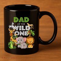 Dad Of The Wild One Zoo Birthday Safari Jungle Animal 11oz C Handle Ceramic Mug