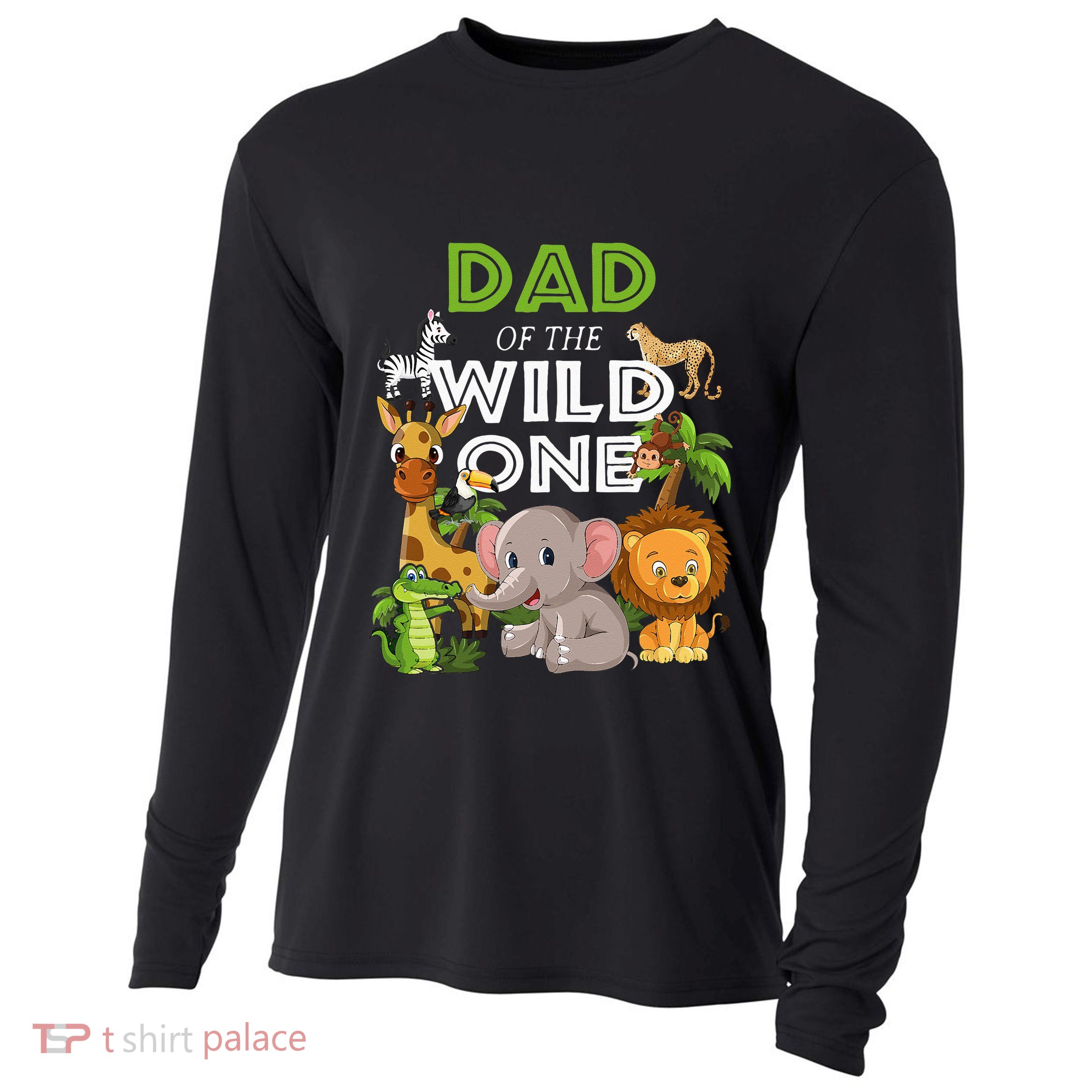 Dad Of The Wild One Zoo Birthday Safari Jungle Animal Cooling Performance Long Sleeve Crew
