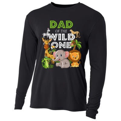 Dad Of The Wild One Zoo Birthday Safari Jungle Animal Cooling Performance Long Sleeve Crew