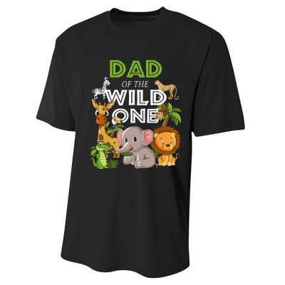 Dad Of The Wild One Zoo Birthday Safari Jungle Animal Performance Sprint T-Shirt