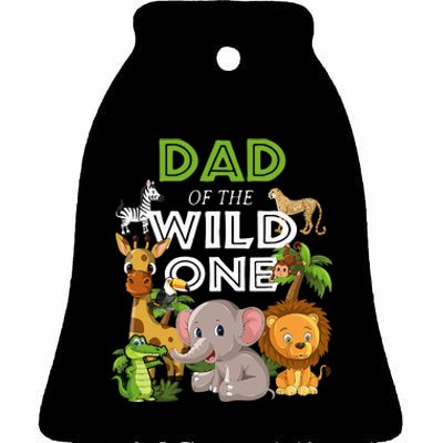 Dad Of The Wild One Zoo Birthday Safari Jungle Animal Ceramic Bell Ornament