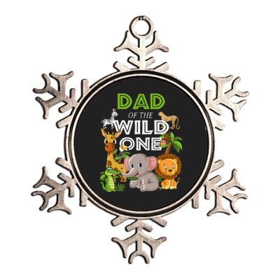 Dad Of The Wild One Zoo Birthday Safari Jungle Animal Metallic Star Ornament