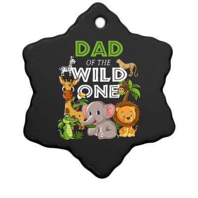 Dad Of The Wild One Zoo Birthday Safari Jungle Animal Ceramic Star Ornament