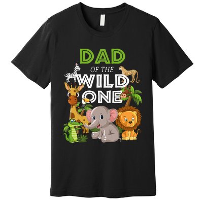 Dad Of The Wild One Zoo Birthday Safari Jungle Animal Premium T-Shirt