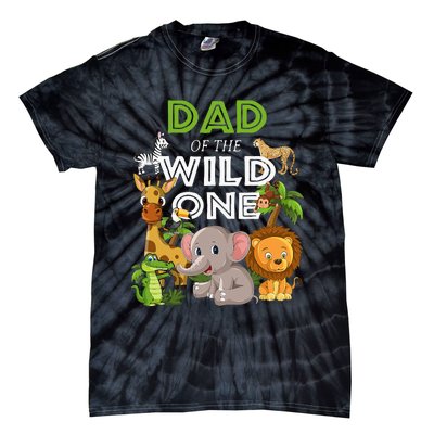 Dad Of The Wild One Zoo Birthday Safari Jungle Animal Tie-Dye T-Shirt