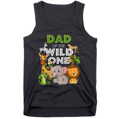 Dad Of The Wild One Zoo Birthday Safari Jungle Animal Tank Top