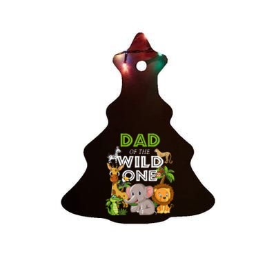 Dad Of The Wild One Zoo Birthday Safari Jungle Animal Ceramic Tree Ornament