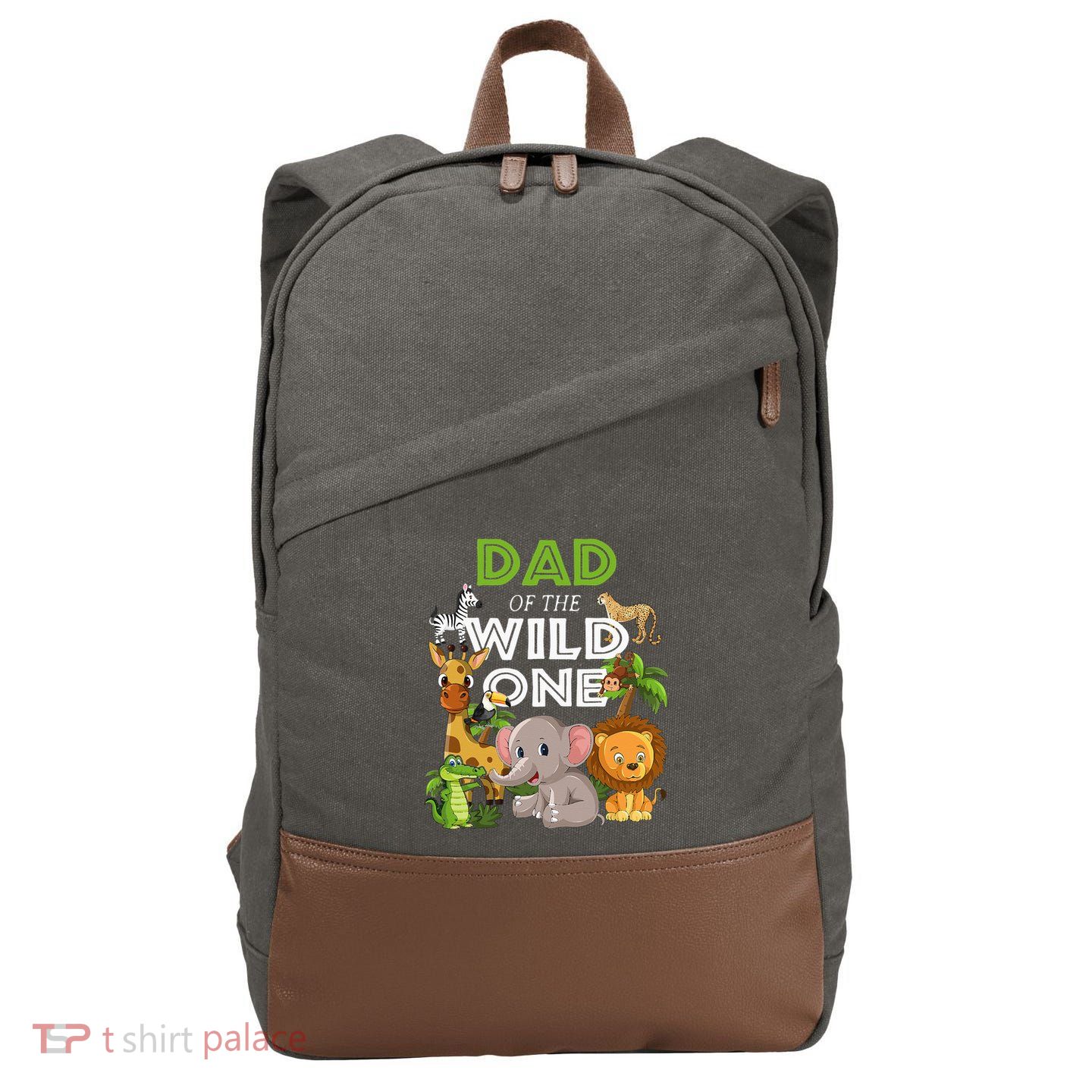 Dad Of The Wild One Zoo Birthday Safari Jungle Animal Cotton Canvas Backpack