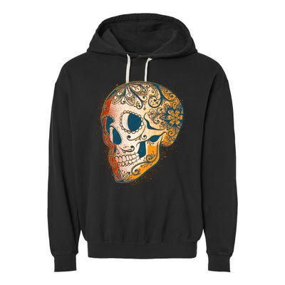 Day Of The Dead Grunge Sugar Skull Garment-Dyed Fleece Hoodie