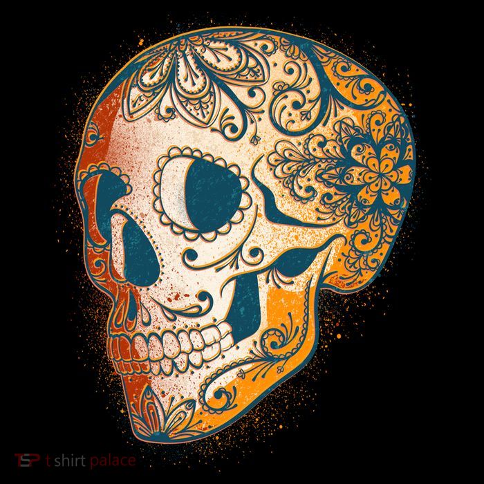 Day Of The Dead Grunge Sugar Skull Flexfit Unipanel Trucker Cap