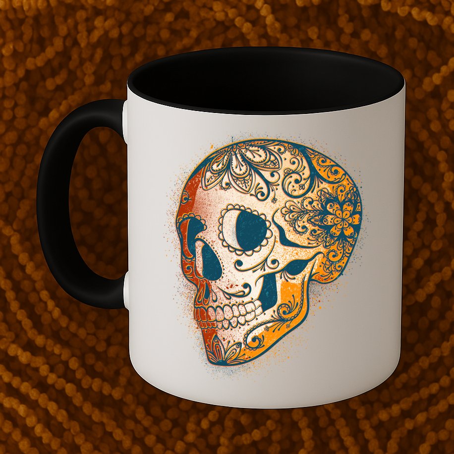 Day Of The Dead Grunge Sugar Skull Mug