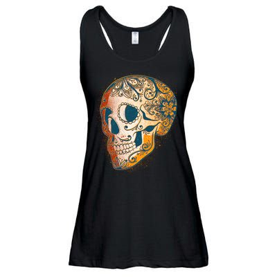 Day Of The Dead Grunge Sugar Skull Ladies Essential Flowy Tank