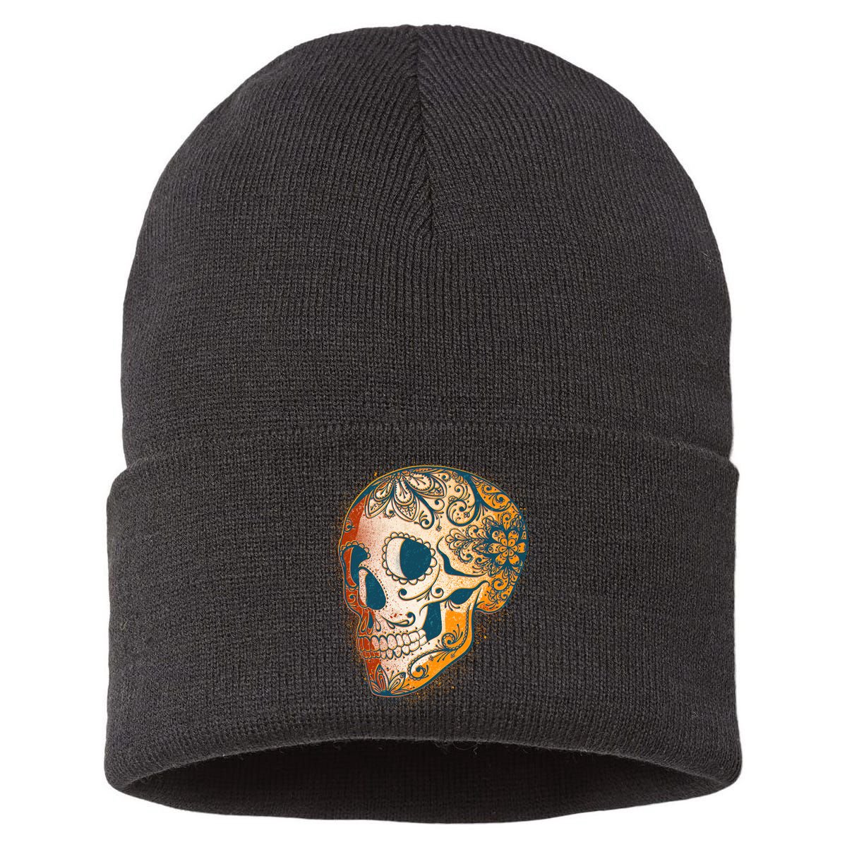 Day Of The Dead Grunge Sugar Skull Sustainable Knit Beanie
