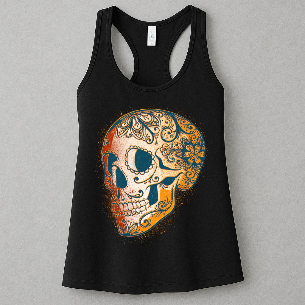 Day Of The Dead Grunge Sugar Skull Womens Tank Top