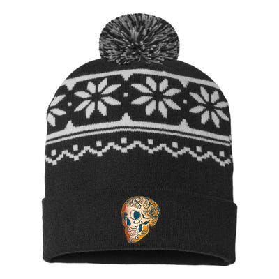 Day Of The Dead Grunge Sugar Skull USA-Made Snowflake Beanie