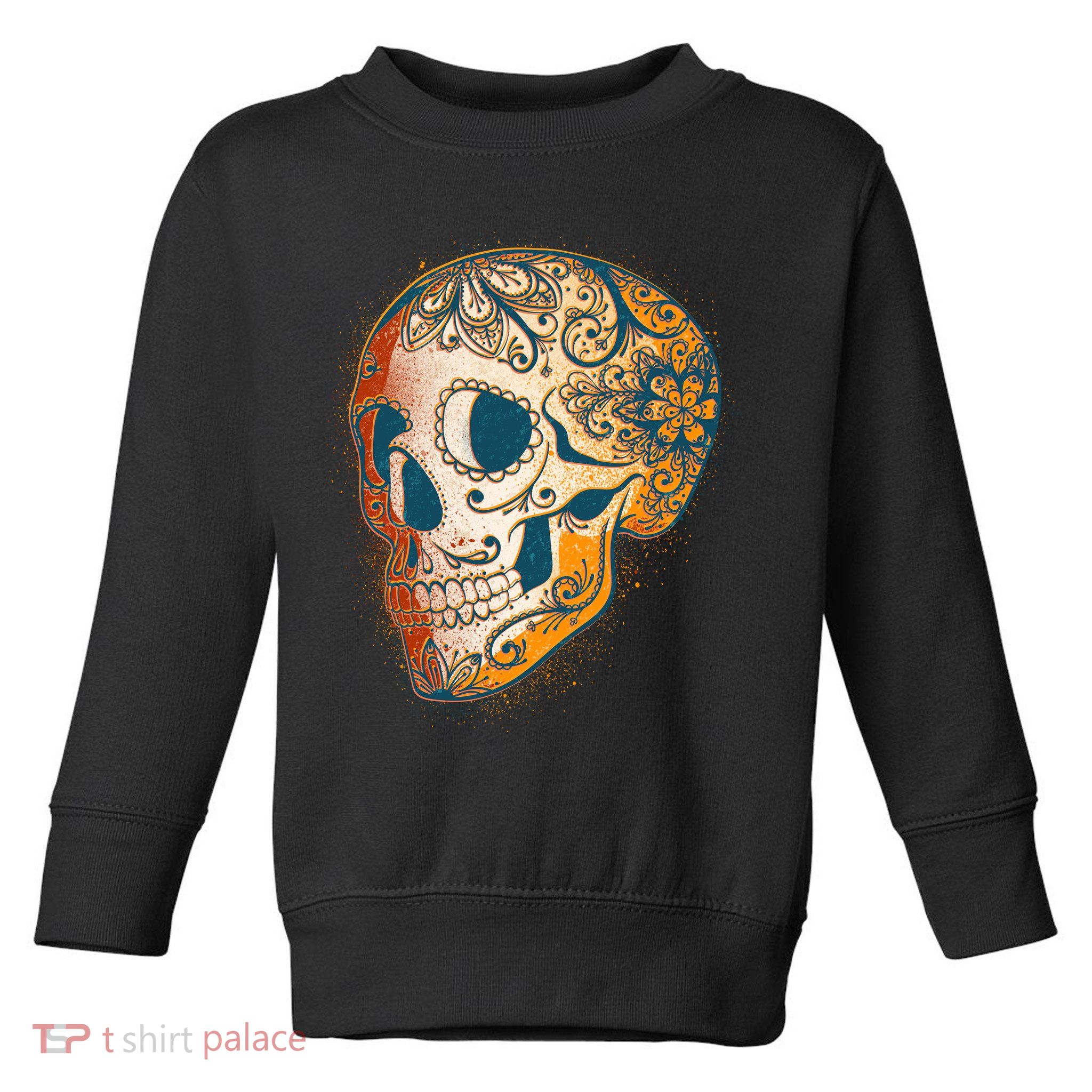 Day Of The Dead Grunge Sugar Skull Toddler Sweatshirt