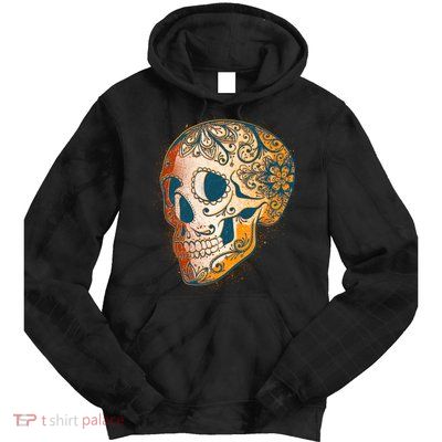 Day Of The Dead Grunge Sugar Skull Tie Dye Hoodie
