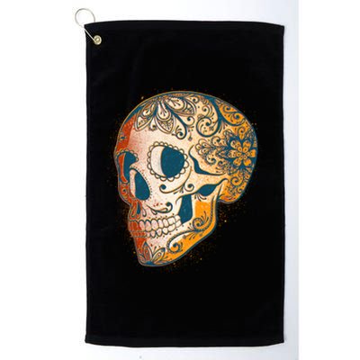 Day Of The Dead Grunge Sugar Skull Platinum Collection Golf Towel