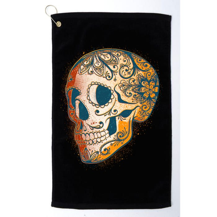 Day Of The Dead Grunge Sugar Skull Golf Towel