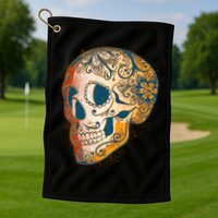 Day Of The Dead Grunge Sugar Skull Golf Towel