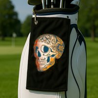 Day Of The Dead Grunge Sugar Skull Golf Towel