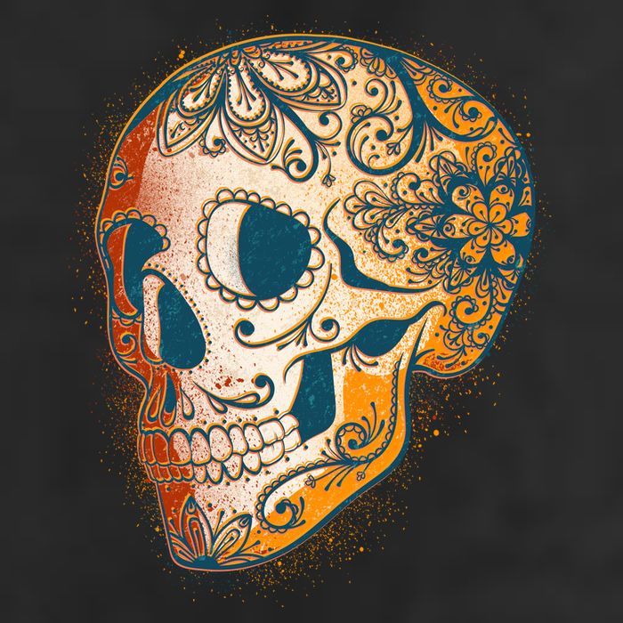 Day Of The Dead Grunge Sugar Skull Golf Towel