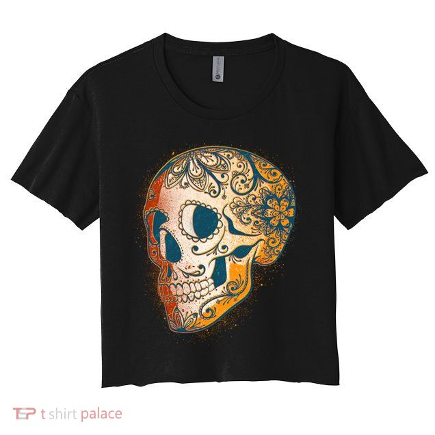 Day Of The Dead Grunge Sugar Skull Crop Top