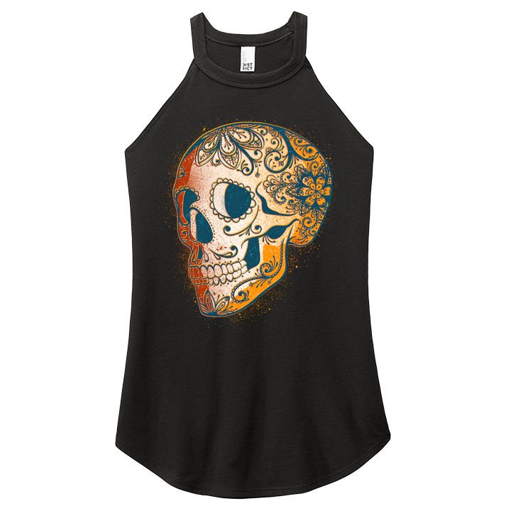 Day Of The Dead Grunge Sugar Skull Women's Perfect Tri Rocker Tank