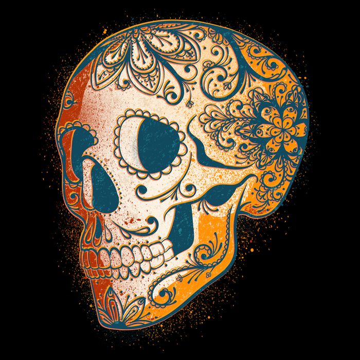Day Of The Dead Grunge Sugar Skull Women's V-Neck T-Shirt