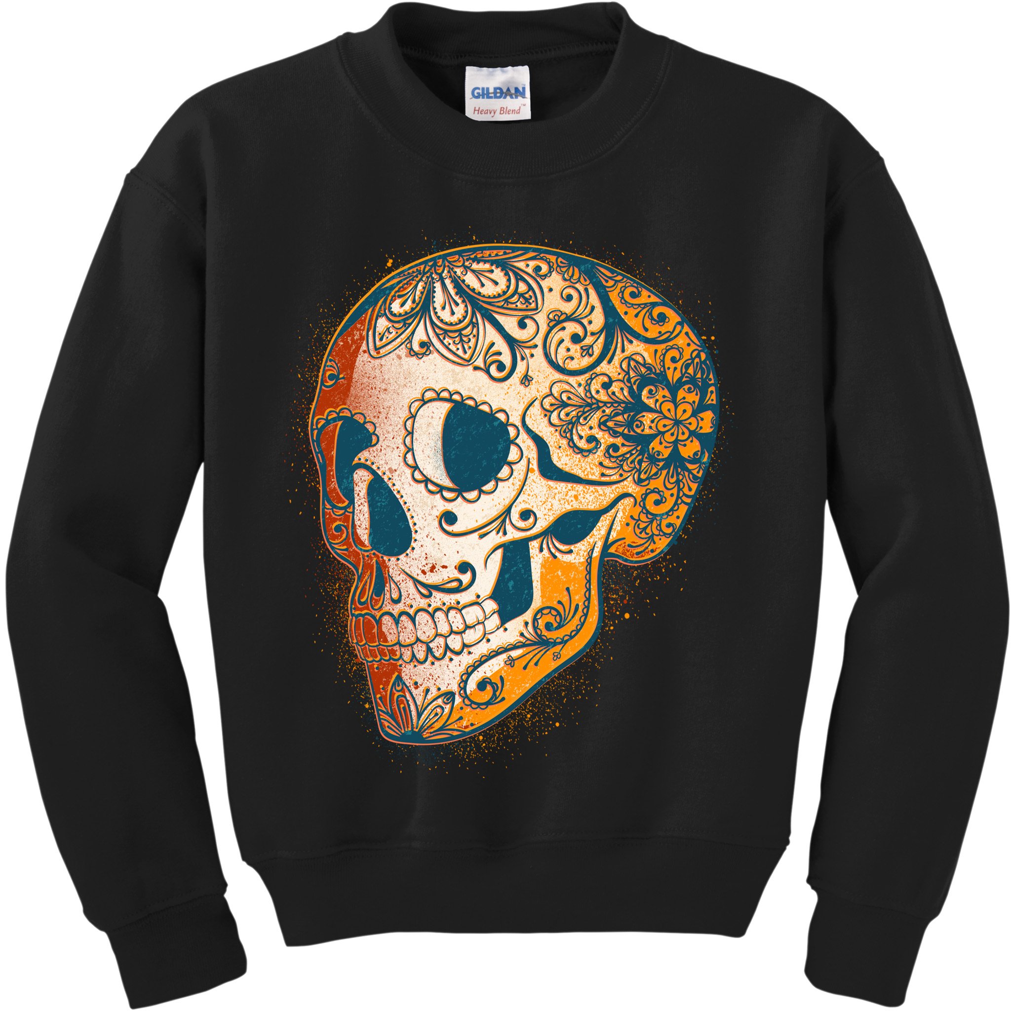 Day Of The Dead Grunge Sugar Skull Kids Sweatshirt