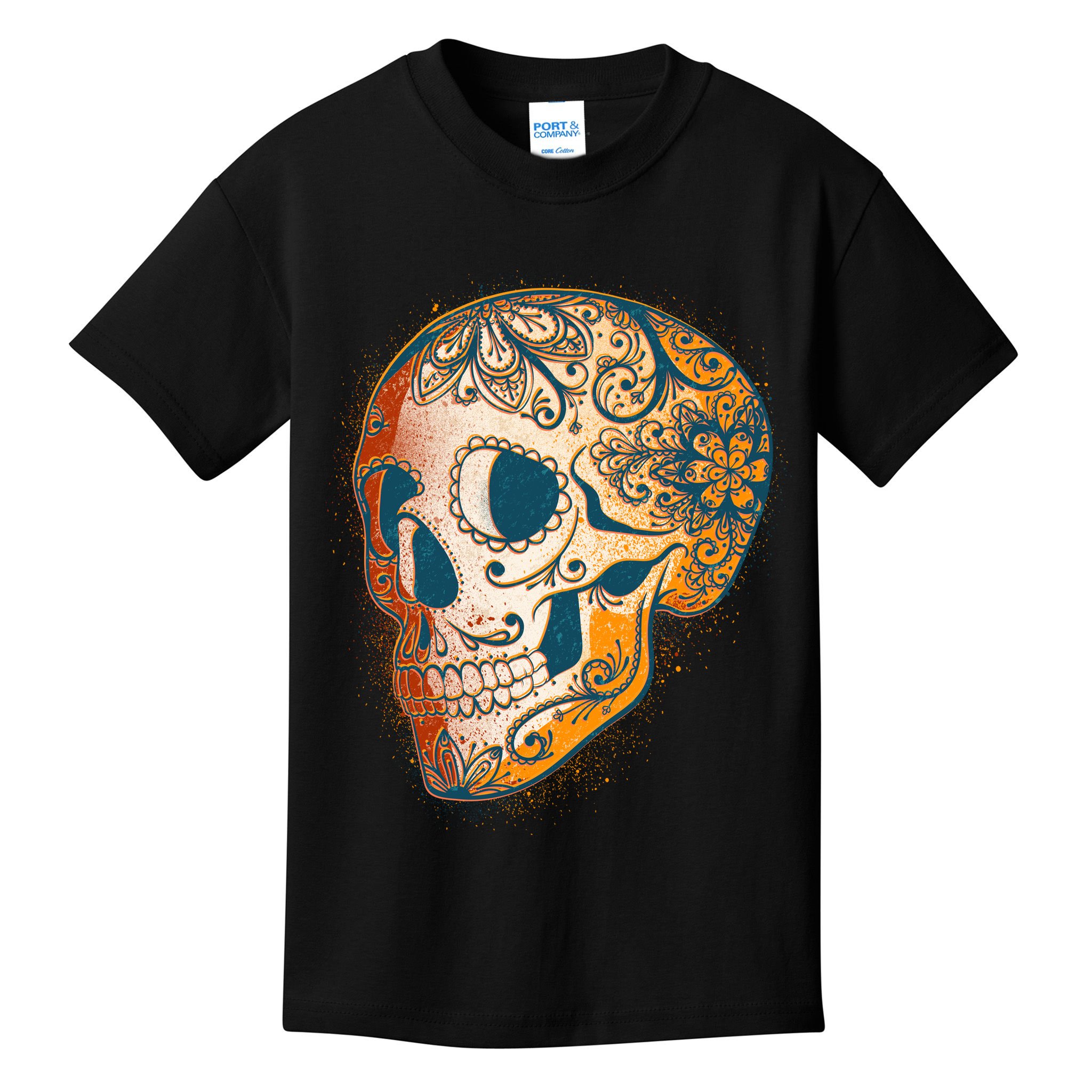 Day Of The Dead Grunge Sugar Skull Kids T-Shirt