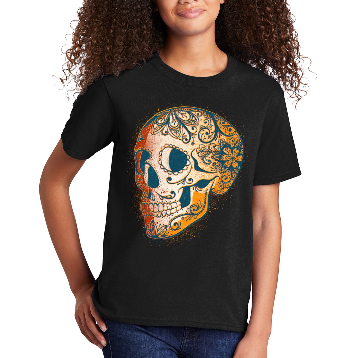 Day Of The Dead Grunge Sugar Skull Kids T-Shirt