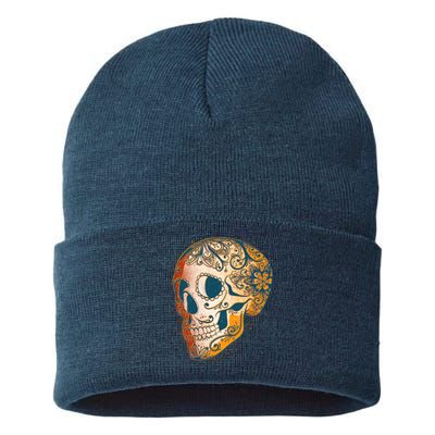 Day Of The Dead Grunge Sugar Skull Sustainable Knit Beanie